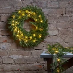 THUJA Krans Batteri 45cm 30LED Grön IP44