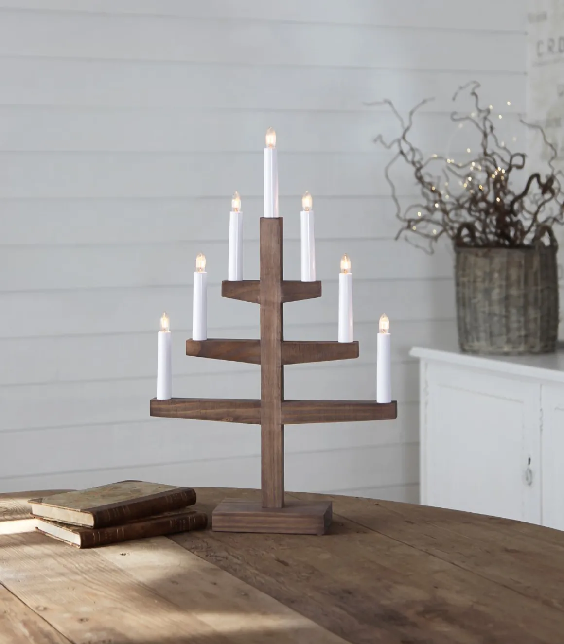 TRAPP Ljusstake 7L 54cm Brun