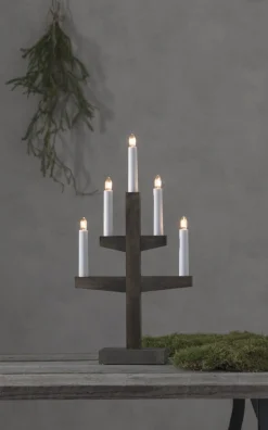 TRAPP Ljusstake 5L 46cm Brun