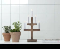 TRAPP Ljusstake 5L 46cm Brun