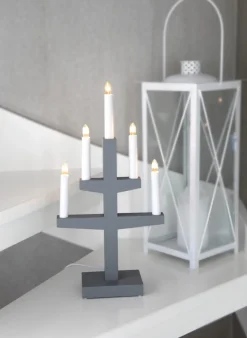 TRAPP Ljusstake 5L 46cm Grå