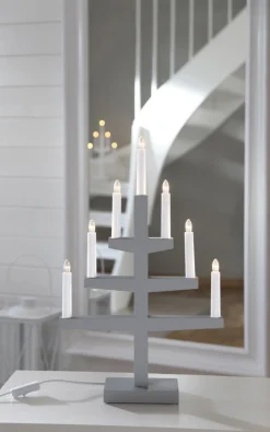 TRAPP Ljusstake 7L 54cm Grå