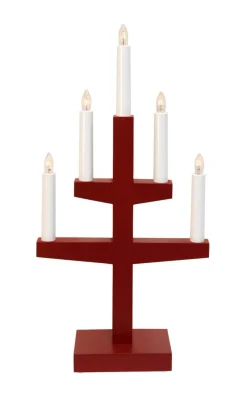 TRAPP Ljusstake 5L 46cm Röd