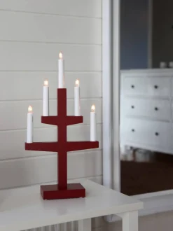 TRAPP Ljusstake 5L 46cm Röd