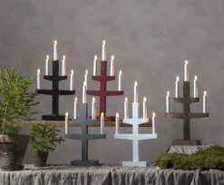 TRAPP Ljusstake 5L 46cm Röd