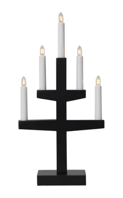 TRAPP Ljusstake 5L 46cm Svart