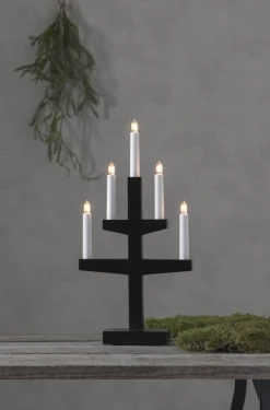 TRAPP Ljusstake 5L 46cm Svart