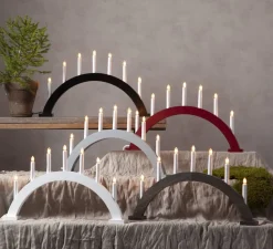 TRAPP Träljusstake 7L 34cm Båge Röd