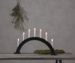 TRAPP Träljusstake 7L 34cm Båge Svart