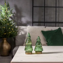 VERDE Glasdekoration Batteri 19,5cm Grön