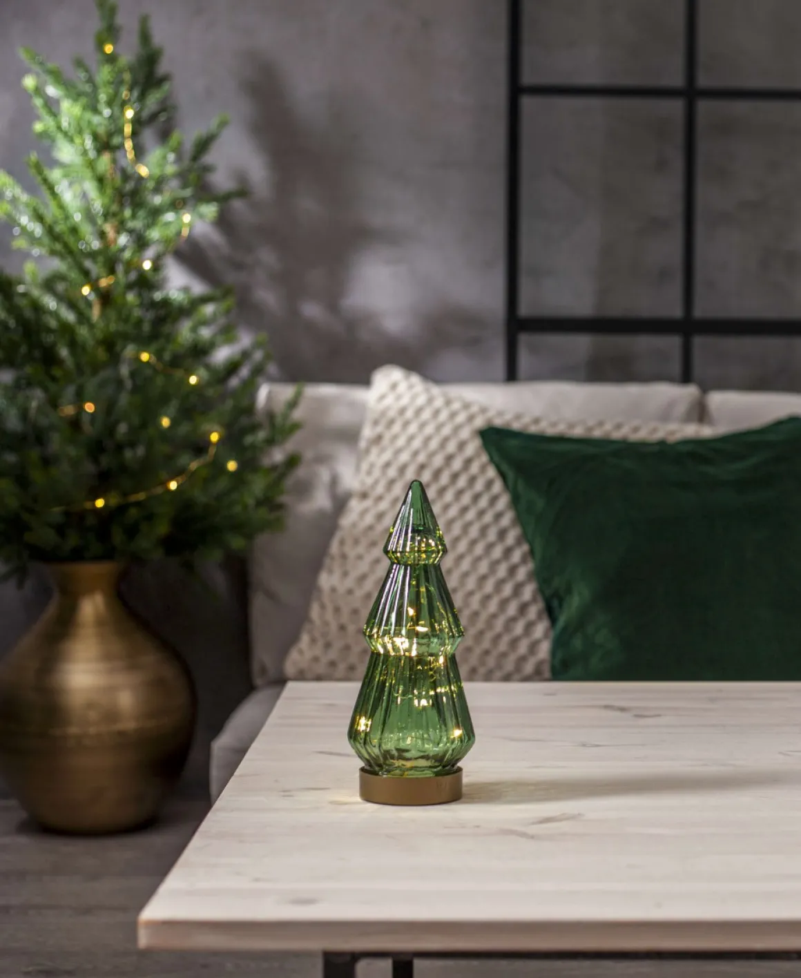 VERDE Glasdekoration Batteri 24cm Grön