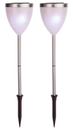 VIGO 2-PACK Solcells-Pollare 34cm Vit