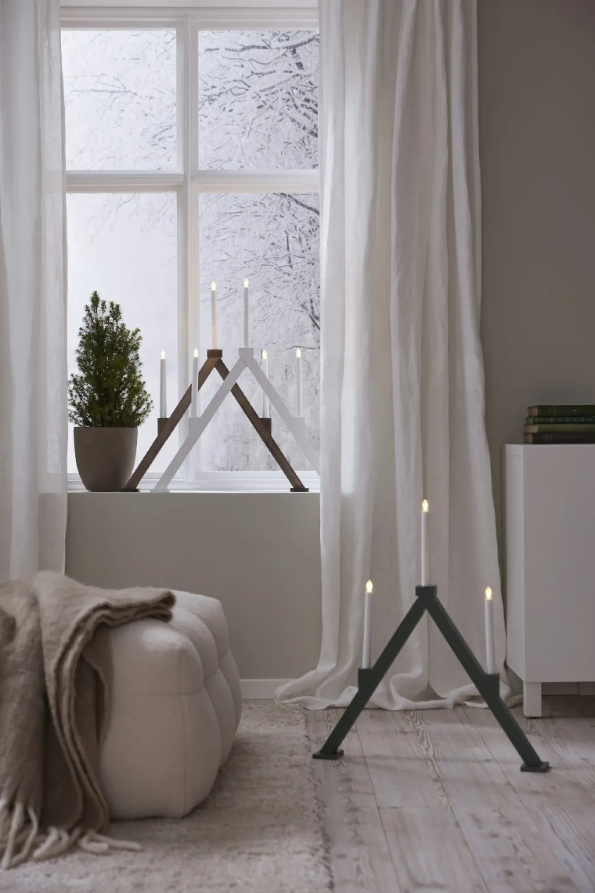 VIKA Ljusstake Batteri 64cm LED Brun