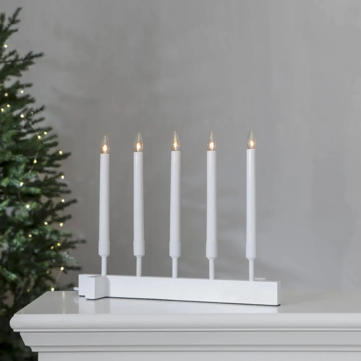 VIND Ljusstake 5L 40cm Vit