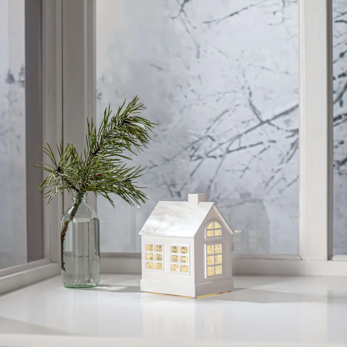 VINTER Inomhusdekoration Hus Batteri 15,5cm Vit