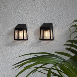 WALLY FILAMENT Solcells-vägglykta 2-Pack 13,5cm Svart