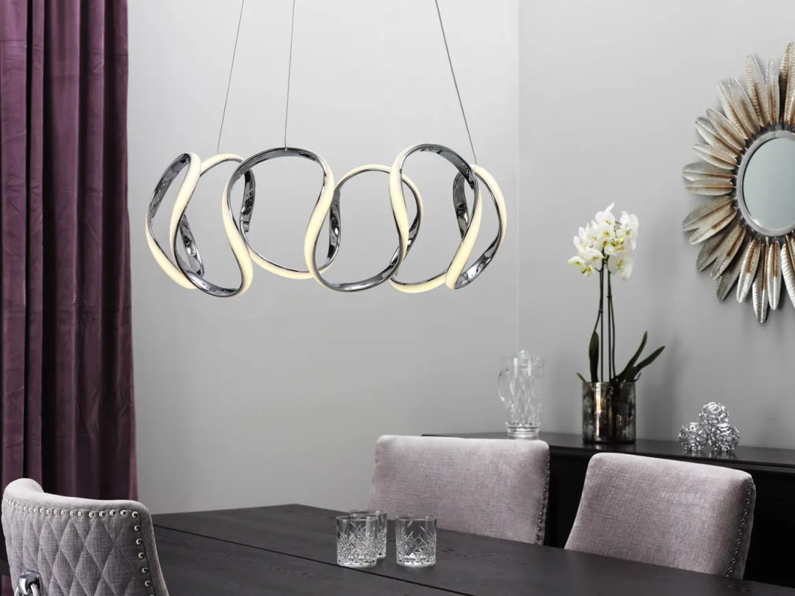 WAVE LED Takpendel Stepdim 55cm Krom