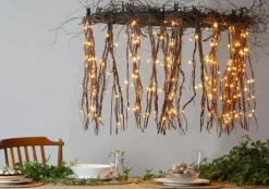 WILLOW DEWDROP Dekorationskvist 8cm 24LED Brun