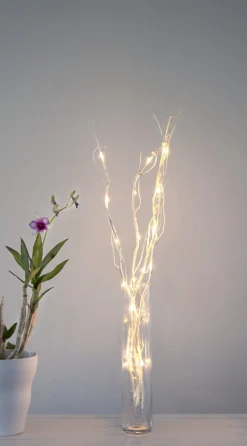 WILLOW DEWDROP Dekorationskvist 8cm 24LED Natur